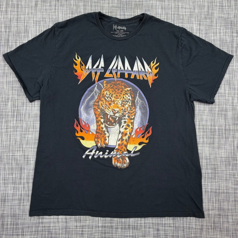 Def Leppard Animal Mens Black Cotton Band Graphic T Shirt Tagged 3XL Fits Small